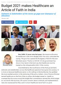Healthcare in the union budget 2021